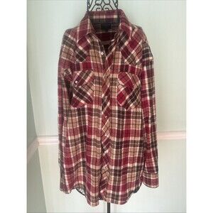 Salmon River Traders XLT pearl snap shirt mens Plaid Shacket Ref Tan Gorpcore